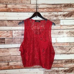 Give You red lace tank tip size Large